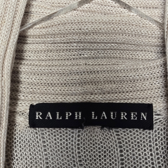 Ralph Lauren Black Label 100% Linen Cable Knit Shawl Collar Cardigan Sweater - Picture 3 of 13